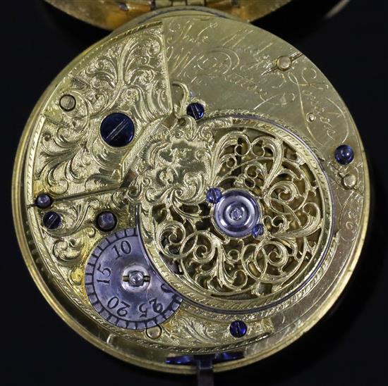 Thomas Mudge & W. Dutton, London, a George III leather and gilt open-face keywind cylinder pocket watch, no.1156,